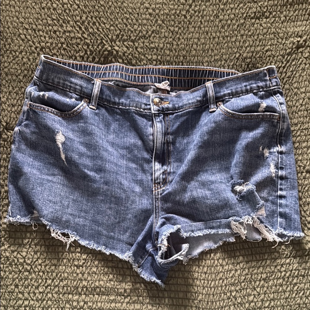 Distressed Blue Denim Shorts